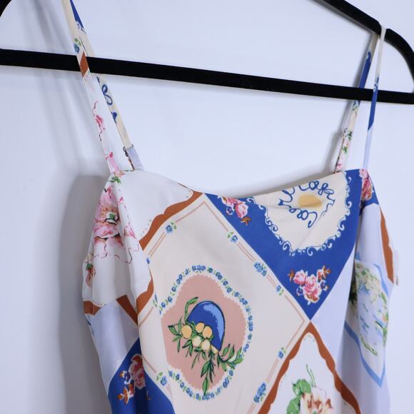 ABERCROMBIE & FITCH Julia Slip Maxi Dress Blue Tile French Country Women's S - Picture 6 of 13